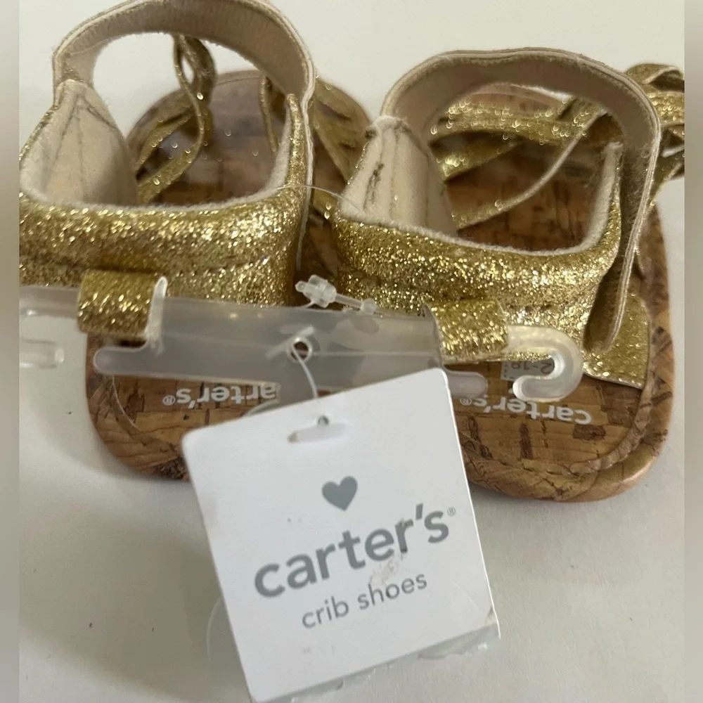 Nwt baby toddler carters gold braided sandals 12-18 months